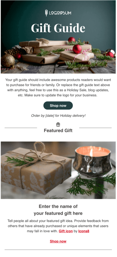 Green and Red Gift Guide Email Template
