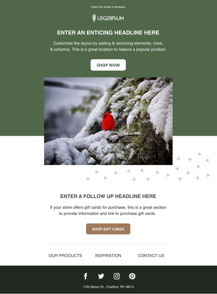 Green Cardinal Nature Email Template