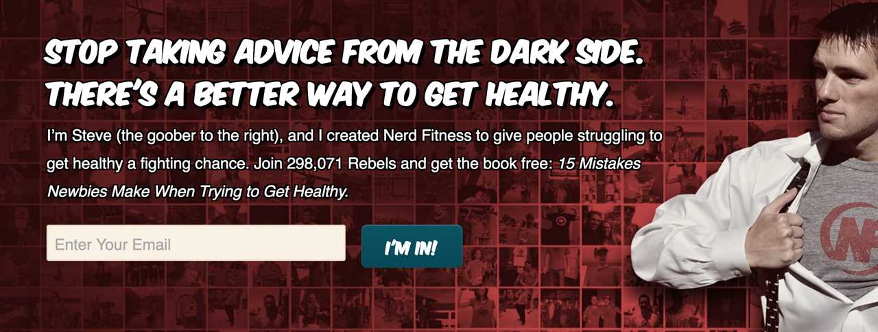 Nerd Fitness Sign Up Form CTA
