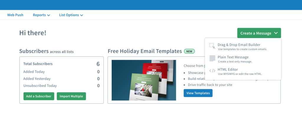 Image of Create a Message button