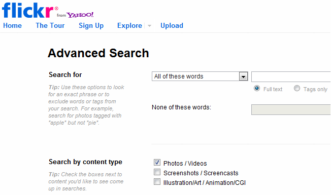advanced and alternative search engines flickr