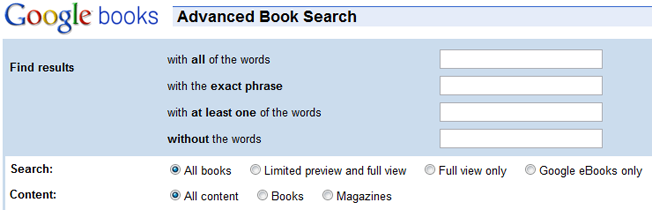 advanced and alternative search engines google books 