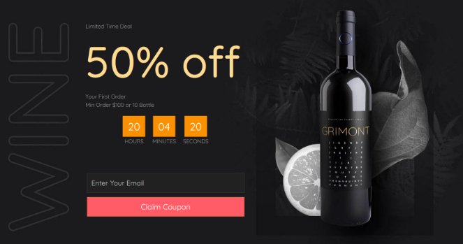 limited time offer and countdown timer to increase urgency on landing page