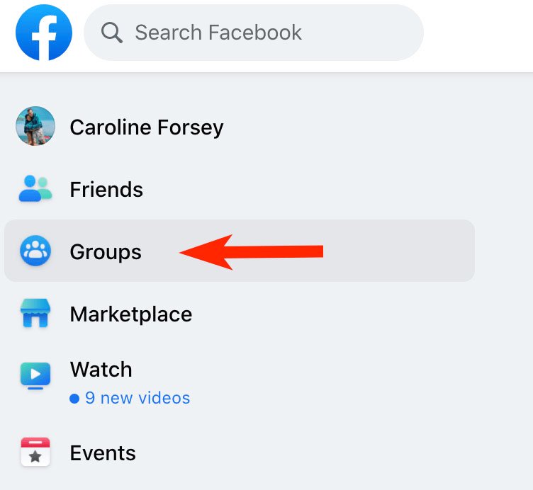 the group button on facebook homepage