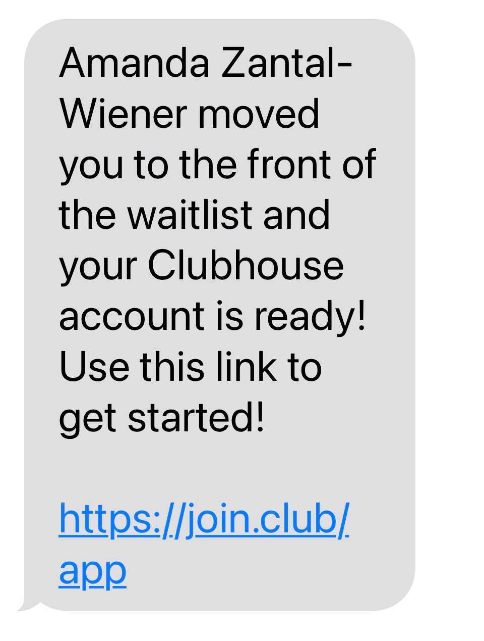 invitation from friend to Clubhouse app