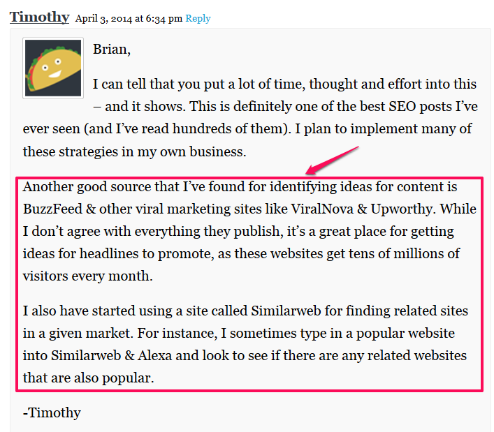 example comment to gain backlinks