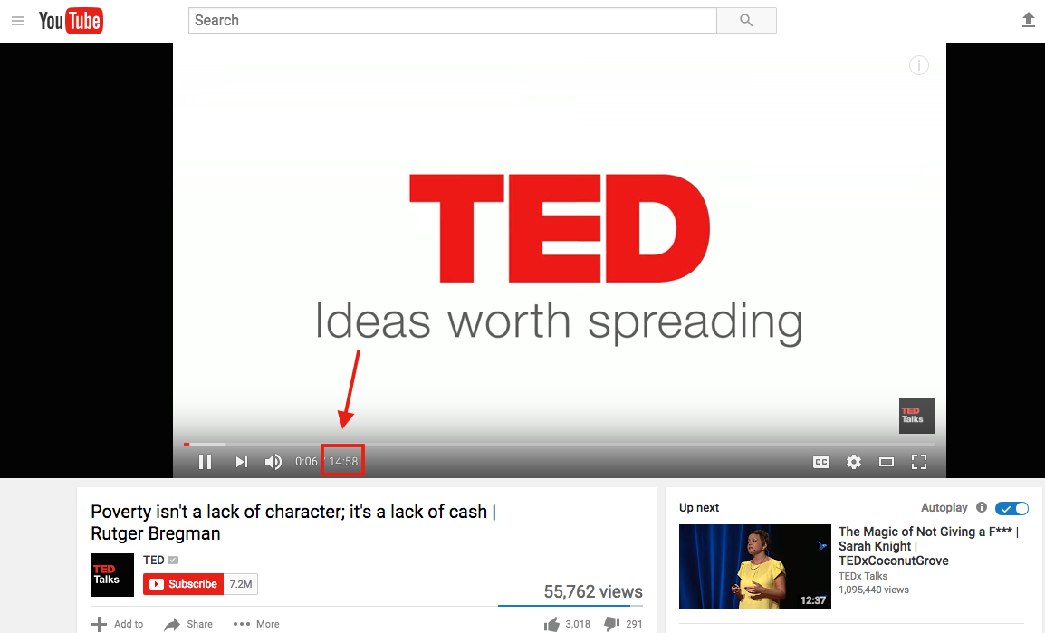 youtube seo tips find the right length Ted Talk example 